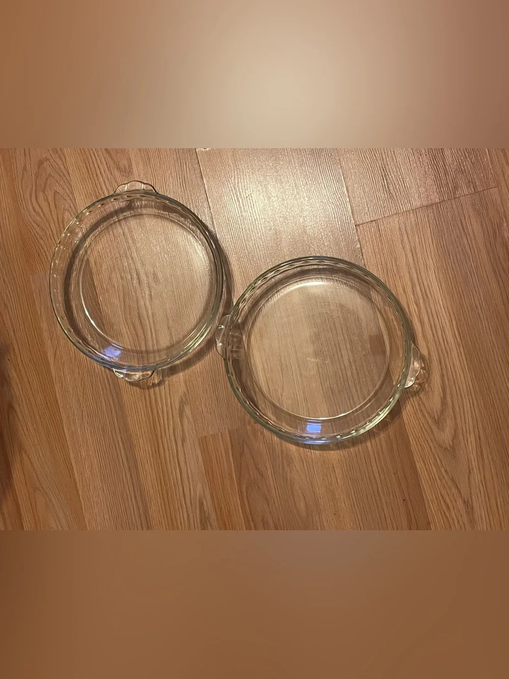 Vintage Pyrex Set of 2 Crimp Edge Clear Glass 9.5 Round Baking Dish